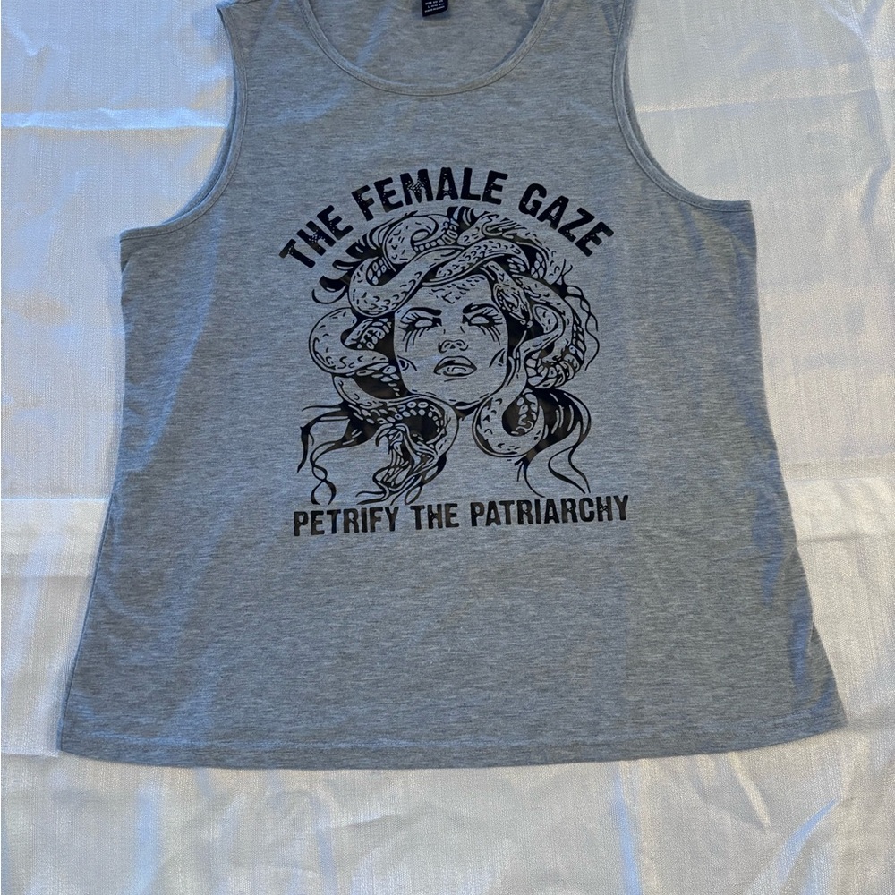 SHEIN Gray Graphic Muscle Tee